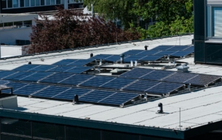 Solar panels on the roof of a building.